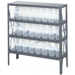 SHELVING, STEEL, 24 CLR BINS, 12"X36"X39"H