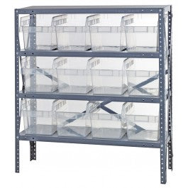 SHELVING, STEEL, 12 CLR BINS, 12"X36"X39"H