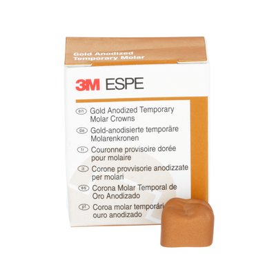 3M ESPE Gold Anodized Temporary Molar Crowns - Anodized Gold Crown, UR First Molar, Size 3 - 940323