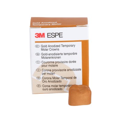 3M ESPE Gold Anodized Temporary Molar Crowns - Anodized Gold Crown, UR First Molar, Size 4 - 940324