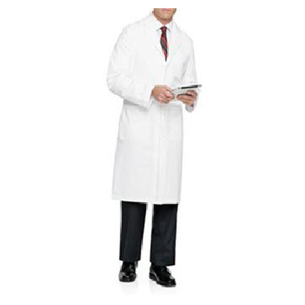 Landau Uniforms  Lab Coat Full Length 100% Cotton Twill Mens White Sz 44 45 in Ea