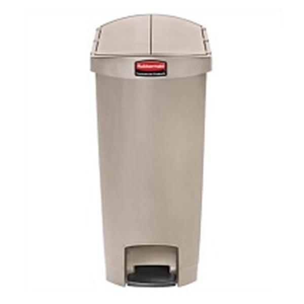 Rubbermaid Can Trash Slim Jim Rsn/Smth Fnsh 13gal Step-On Pedal Beige Ea