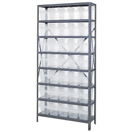 SHELVING, STEEL, 35 CLR BINS, 12"X36"X75"H