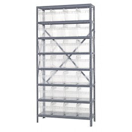 SHELVING, STEEL, 28 CLR BINS, 12"X36"X75"H	