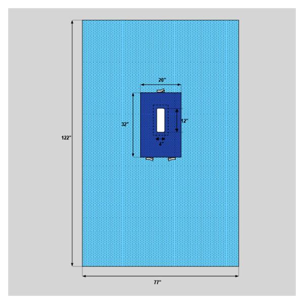 Welmed  Drape Sheet 4x12" Fenestrated 77x122" Blue Sterile 18/Ca