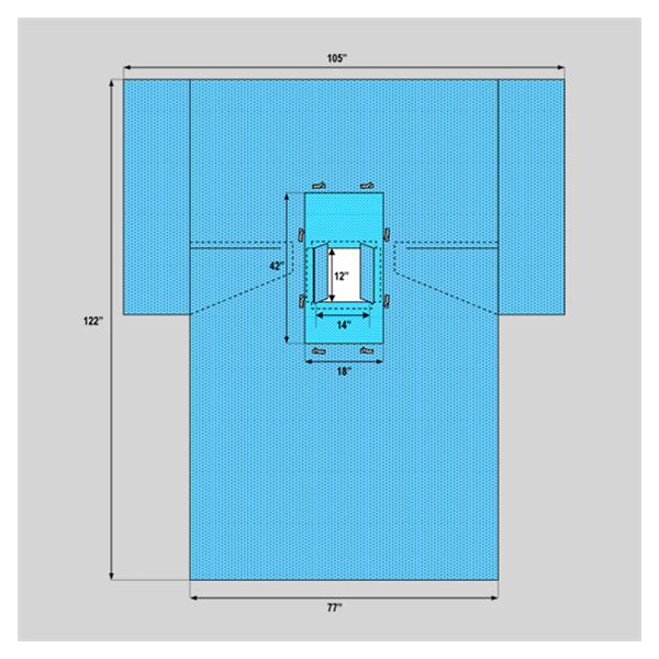 Welmed  Drape Sheet Fenestrated 122x76x106" Blue Sterile 16/Ca