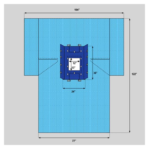 Welmed  Drape Sheet Fenestrated 104x122x76" Blue Sterile 14/Ca