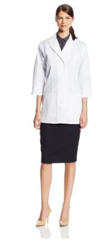 Cherokee Uniforms Cherokee 3/4 Sleeve Women LabCoat - Cherokee Women's 30" Lab Coat, White, Size S - 724841288198