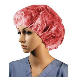 Cellucap Manufacturing Bouffant Caps - Elastic Bouffant Cap, Red, 24" - BIX4HSRD