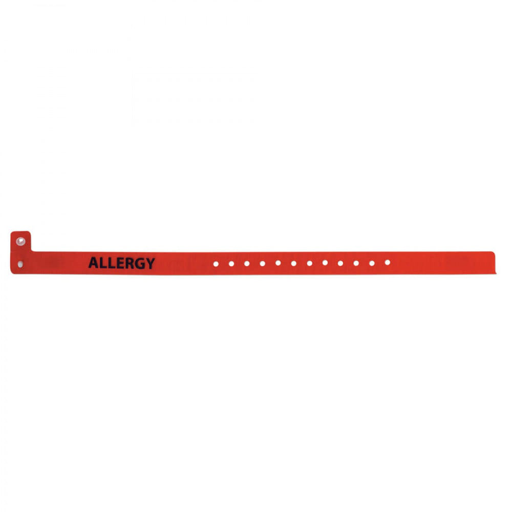 Clearimage Alert Wristband Vinyl "Allergy" Pre-Printed, State Standardization 1/2X11/4 Adult/Pedi Candy Apple Red - 500 Per Box