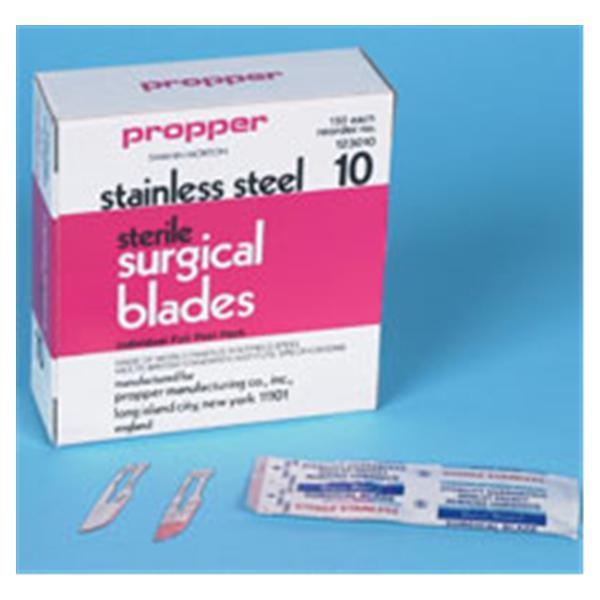 Propper Mfg Blade Surgical #10 Stainless Steel Sterile Disposable 150/Bx