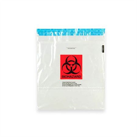 2-Pocket Biohazard Specimen Bags 15" x 17