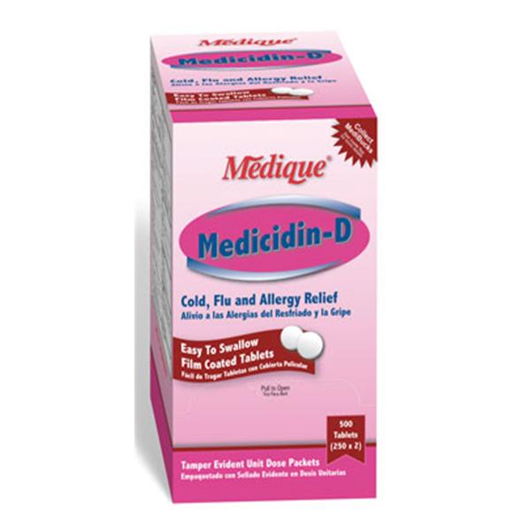 Medique Pharmaceuticals Medicidin-D Allergy Tablets Unit Dose 250x2/Bx, 12 BX/CA (12013)