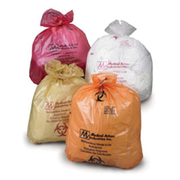 Medegen Medical Products Bag Biohazard 13-16gal Flt Sl/Twst Tie PP Orng/Blk 1.8mil 200/Ca