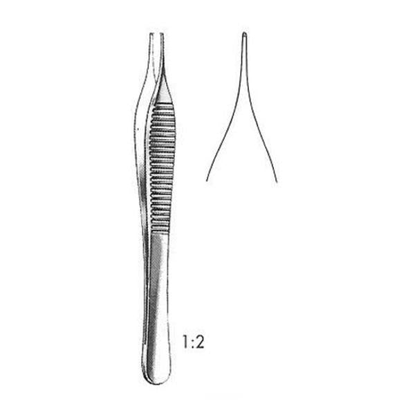 Hermann Medizentechnik Forcep Micro Adson 4-3/4"/12cm 1x2 Teeth Ea