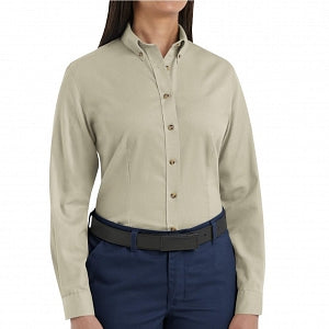 Vf Workwear-Div / Vf Imagewear (W) Ladies Long Sleeve Twill Work Shirts - Women's Long-Sleeve Meridian Performance Twill Shirt, 65% Polyester/35% Cotton, Stone, Size XS - 1T11STXS