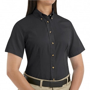 Vf Workwear-Div / Vf Imagewear (W) Ladies Short Sleeve Twill Work Shirts - Women's Shirt-Sleeve Meridian Performance Twill Shirt, 65% Polyester/35% Cotton, Black, Size L - 1T21BKL