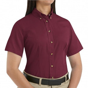 Vf Workwear-Div / Vf Imagewear (W) Ladies Short Sleeve Twill Work Shirts - Women's Shirt-Sleeve Meridian Performance Twill Shirt, 65% Polyester/35% Cotton, Burgundy, Size L - 1T21BUL