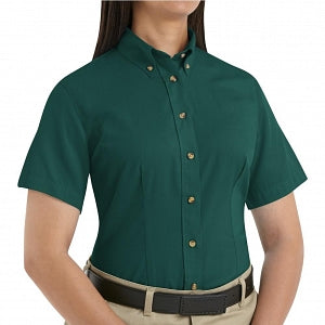 Vf Workwear-Div / Vf Imagewear (W) Ladies Short Sleeve Twill Work Shirts - Women's Shirt-Sleeve Meridian Performance Twill Shirt, 65% Polyester/35% Cotton, Emerald, Size 3XL - 1T21EM3XL