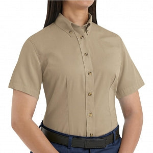 Vf Workwear-Div / Vf Imagewear (W) Ladies Short Sleeve Twill Work Shirts - Women's Shirt-Sleeve Meridian Performance Twill Shirt, 65% Polyester/35% Cotton, Khaki, Size L - 1T21KHL