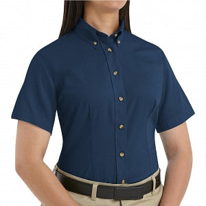 Vf Workwear-Div / Vf Imagewear (W) Ladies Short Sleeve Twill Work Shirts - Women's Shirt-Sleeve Meridian Performance Twill Shirt, 65% Polyester/35% Cotton, Navy, Size 3XL - 1T21NV3XL