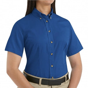 Vf Workwear-Div / Vf Imagewear (W) Ladies Short Sleeve Twill Work Shirts - Women's Shirt-Sleeve Meridian Performance Twill Shirt, 65% Polyester/35% Cotton, Royal Blue, Size L - 1T21RBL