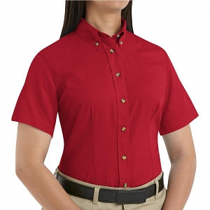 Vf Workwear-Div / Vf Imagewear (W) Ladies Short Sleeve Twill Work Shirts - Women's Shirt-Sleeve Meridian Performance Twill Shirt, 65% Polyester/35% Cotton, Red, Size XS - 1T21RDXS