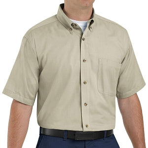 Vf Workwear-Div / Vf Imagewear (W) Men's Twill Short Sleeve Work Shirts - Men's Twill Short Sleeve Shirt, Single Pocket, 65/35, Stone, Size 3XL - 1T22ST3XL