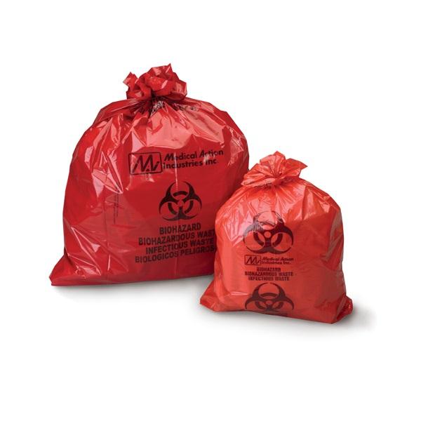 Inteplast Group Biohazardous Waste Bags - Biohazard Waste Bag, Red, 24" x24", 11 Mic, 8-10 gal. - RS242411RH