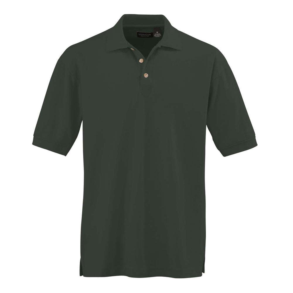 Ultraclub Men's Whisper Pique Polo - Men's Whisper Pique Polo Shirt, 60% Cotton/40% Polyester, Forest Green, Size 5XL - 8540FOR5XL