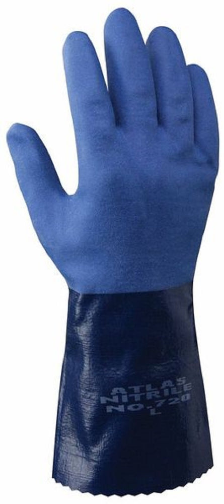 Showa Atlas Nitrile Coated Goves - GLOVES, ATLAS, BLUE, SIZE10, SEAMLESS, COTTON - 720XL-10