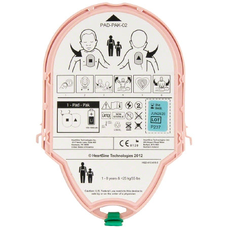 Physio Heartsine Electrode Pad Paks - PAD-PAK, PEDIATRIC, F / HEARTSINE AED - PAD-PAK-02