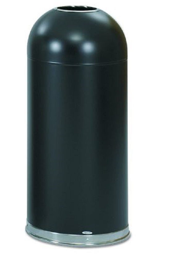 Safco Products Open Top Dome Receptacles - Open-Top Dome Receptacle, Round, Black, Steel, 15 gal. - 9639BL