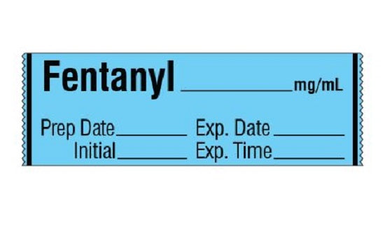 Shamrock Scientific Medication / Drug Labels - Anesthesia Drug Label for Syringe Identification, Fentanyl, Exp Date, Time, 1/2" x 500", Blue - SA-241-EXP