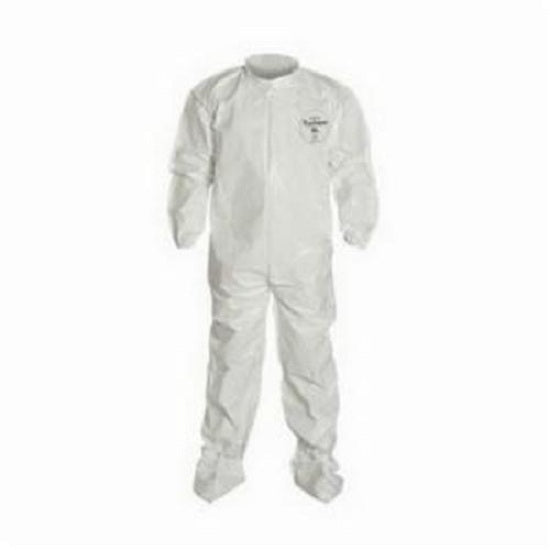 DuPont Tychem 4000 Coveralls with Elastic Cuffs - Tychem 4000 Zipper Front Coverall with Hood, Elastic Wrist and Ankle, Storm Flap, White, Size 2XL, Bulk Packed - SL127BWH2X001200