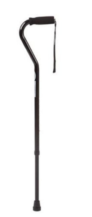 Cardinal Health J-Hook Adjustable Walking Cane - Black Aluminum J-Hook Cane with 30"-39" Pushbutton Height Adjustment, 250 lb. Capacity - CNE0012