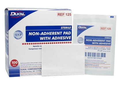 Dukal Non-Adherent Pad with Adhesive - Sterile Non-Adherent Pad with Adhesive, 2" x 3" - 124