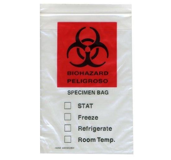 6x9, 2 Mil Three Wall Medical Transport Specimen Bag with Black Privacy  Pouch and Biohazard Logo - Arplast Poly Bags