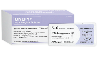 AD Surgical Absorbable PGA Violet Suture - Unify Absorbable PGA Suture, Violet, Size 6-0, 18" , with 3/8" Reverse Cutting Circle Needle, 13 mm - S-G618R13