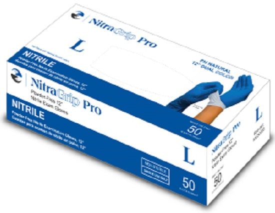 Medgluv Inc NitraGrip Pro Nitrile Gloves - NitraGrip Pro 12" 2-Ply 8 Mil Nitrile Exam Gloves, Blue / White, Size XL - MG50094