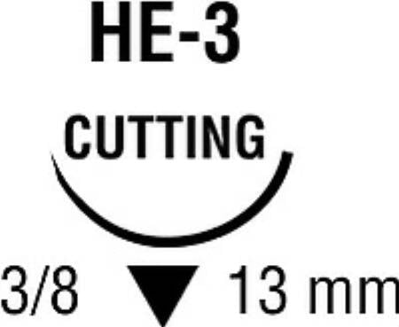 Medtronic USA Premium Reverse Cutting Absorbable Suture - Plain Gut Absorbable Suture, Reverse Cutting, 3/8 Circle, HE-3, 13mm, 18" L, Size 5-0 - G-1772-K