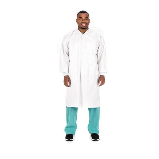 Cardinal Health Premium Knee-Length Lab Coats - Lab Coat, Knee Length, Knit Collar, White, Size 2XL - C3660W2XLK