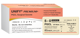 AD Surgical Absorbable Premium+ PGCL Suture - Premium PGCL Undyed Size 4/0 18" 19 mm 3/8 Circle Absorbable Suture - PMQ-418R19