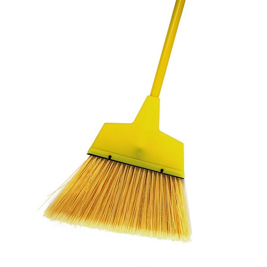 Waxie Sanitary Wood Handle Plastic Angled Upright Brooms - Angled Upright Broom, Plastic Head, Wood Handle - 2051291