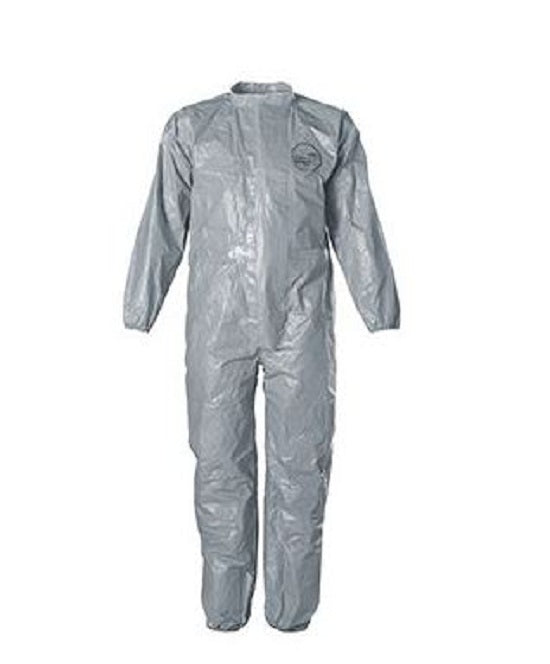 DuPont Tychem 6000 Coveralls - Tychem 6000 Zipper Front Coverall with Elastic Wrist and Ankle, Storm Flap, Gray, Size L, TAA Compliant - TF125TGYLG0006TV