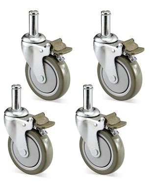 Uline Replacement Casters for Wire Shelving - Polyurethane Casters for Wire Shelving Units, Set of 4 - H-1205WH