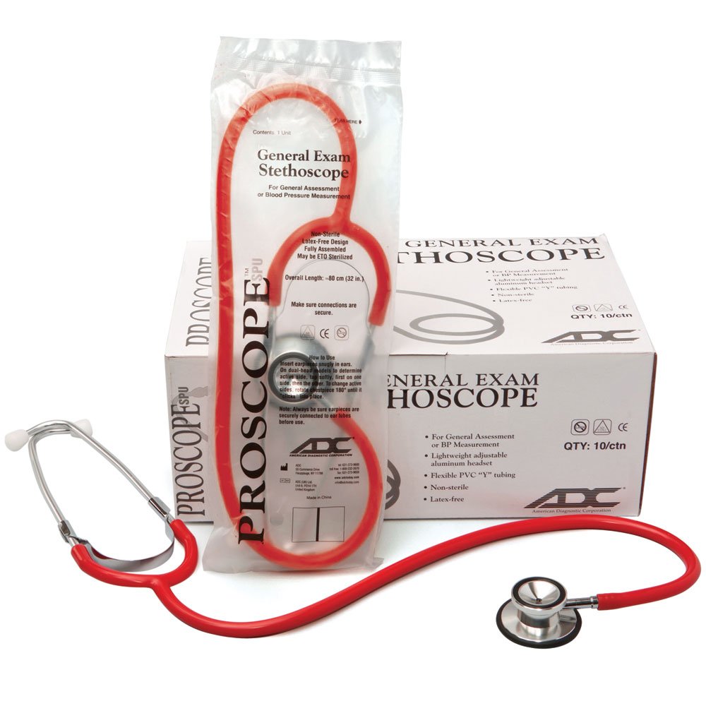 ADC Proscope 660 Single-Head Stethoscopes - STETHOSCOPE, NURSE, PROSCOPE SPU, RED - 670RH