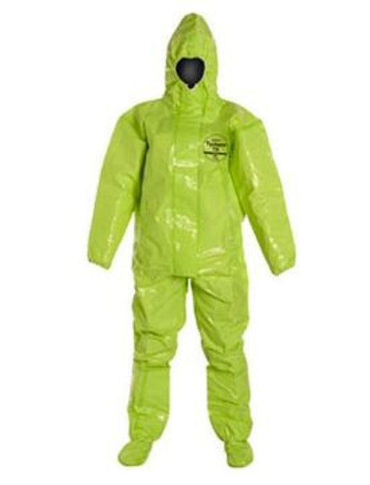 Dupont Tychem 10000 Coveralls - Tychem 10000 Coverall with Hood and Socks with Boot Flaps, Lime Yellow, Size 5XL, Bulk Packed - TK128TLY5X000200