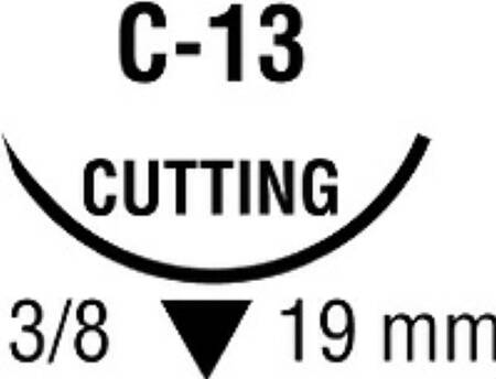 Medtronic USA Premium Reverse Cutting Absorbable Suture - Plain Gut Absorbable Suture, Reverse Cutting, 3/8 Circle, C-13, 19mm, 18" L, Size 4-0 - SG-752