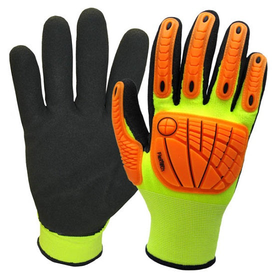 Wells Lamont Industrial, LLC FlexTech Thermal Hi-Vis Impact Gloves with Sandy Nitrile Palm - FlexTech Insulated Thermal Impact Gloves, High-Visibility Yellow with Orange Padding, Size M - I2449TM